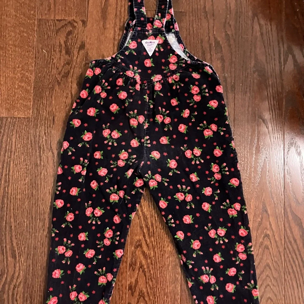 Vintage OshKosh Girls Floral Corduroy Overalls 6